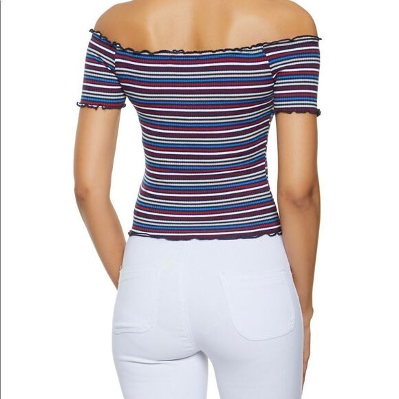 Cold Shoulder Striped Blouse - Picture 2 of 2